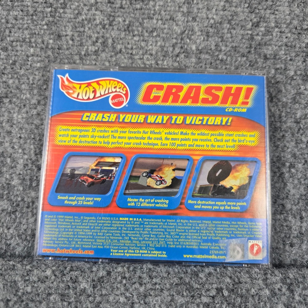 Hot Wheels Crash! CD-ROM User Guide PC Game Mattel Vintage 1999‎ - Picture 2 of 4